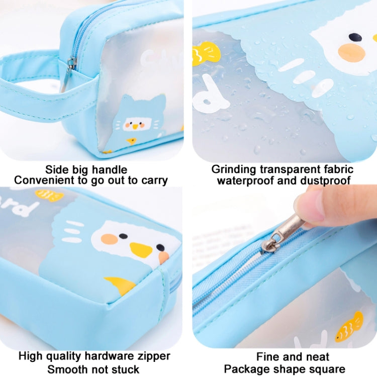 PVC Cute Cartoon Large Capacity Student Stationery Bag(Pink)