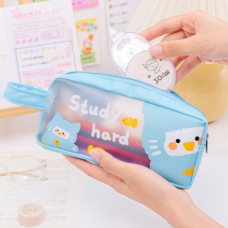 PVC Cute Cartoon Large Capacity Student Stationery Bag(Yellow)