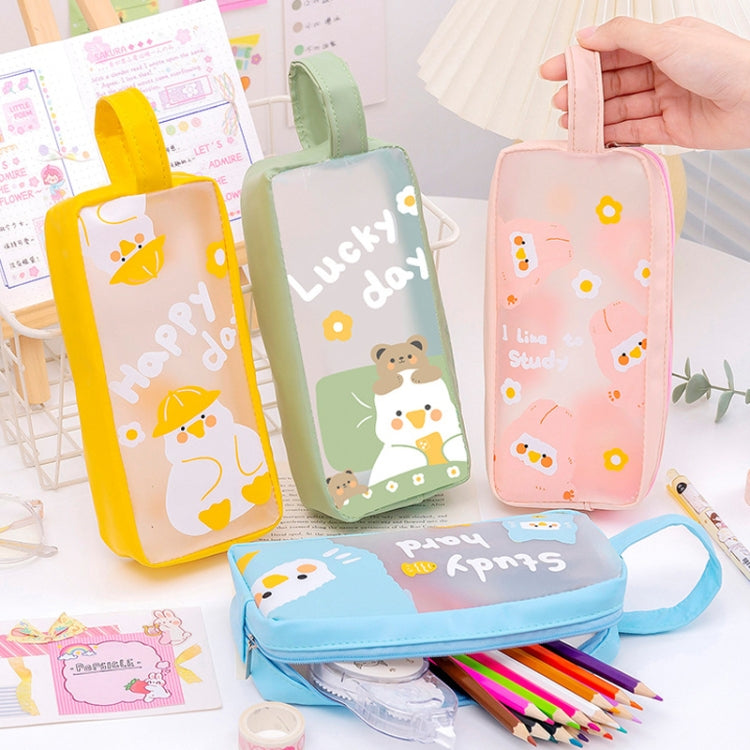 PVC Cute Cartoon Large Capacity Student Stationery Bag(Pink)