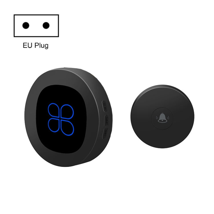 R16 1 For 1 Smart Wireless Self-Powered Hotel Home Electronic Call Doorbell(EU Plug Black)