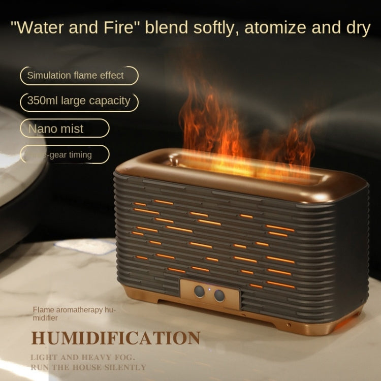 350ml Simulated Flame Aromatherapy Humidifier With Timing Function(Gold)