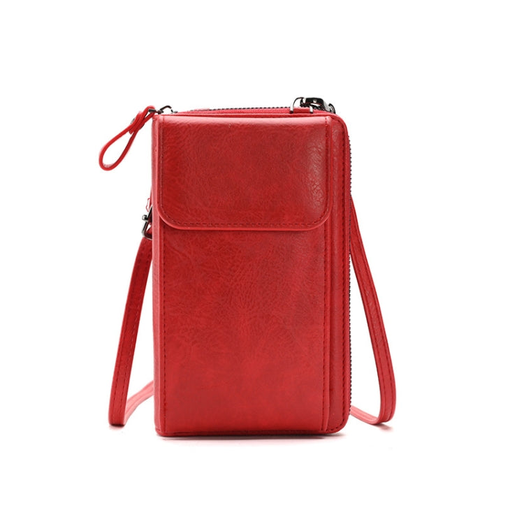 Lady Purse Shoulder Crossbody Bag Multi-functional Mobile Phone Bag(Red)