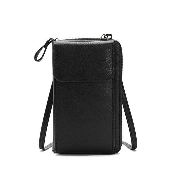 Lady Purse Shoulder Crossbody Bag Multi-functional Mobile Phone Bag(Black)