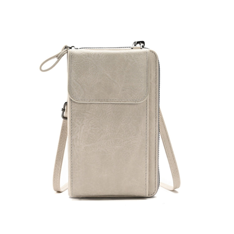 Lady Purse Shoulder Crossbody Bag Multi-functional Mobile Phone Bag(Beige)