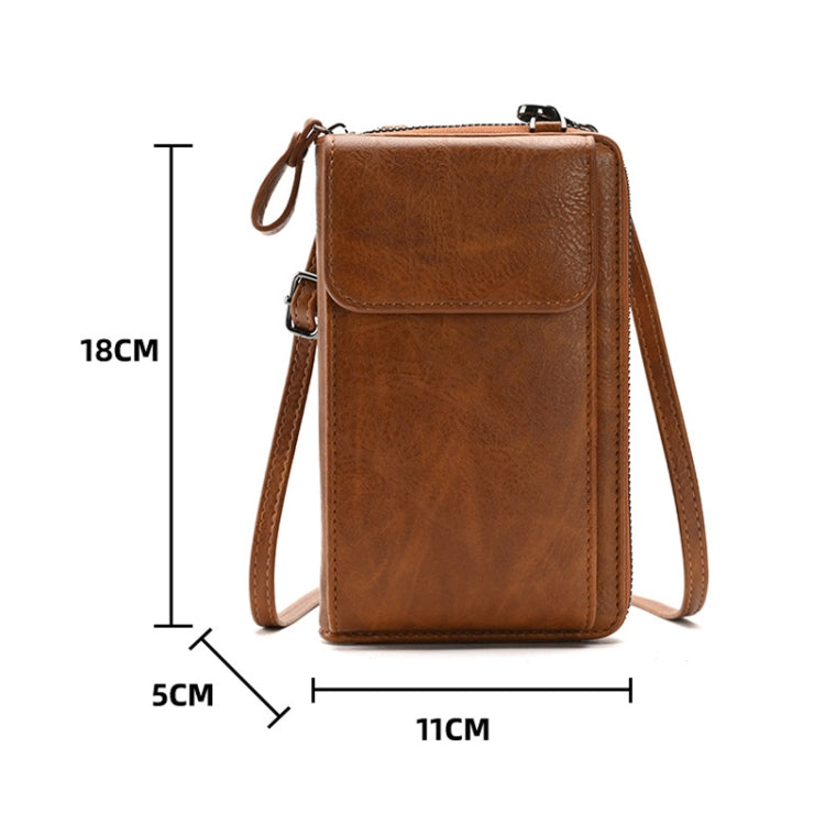 Lady Purse Shoulder Crossbody Bag Multi-functional Mobile Phone Bag(Beige)