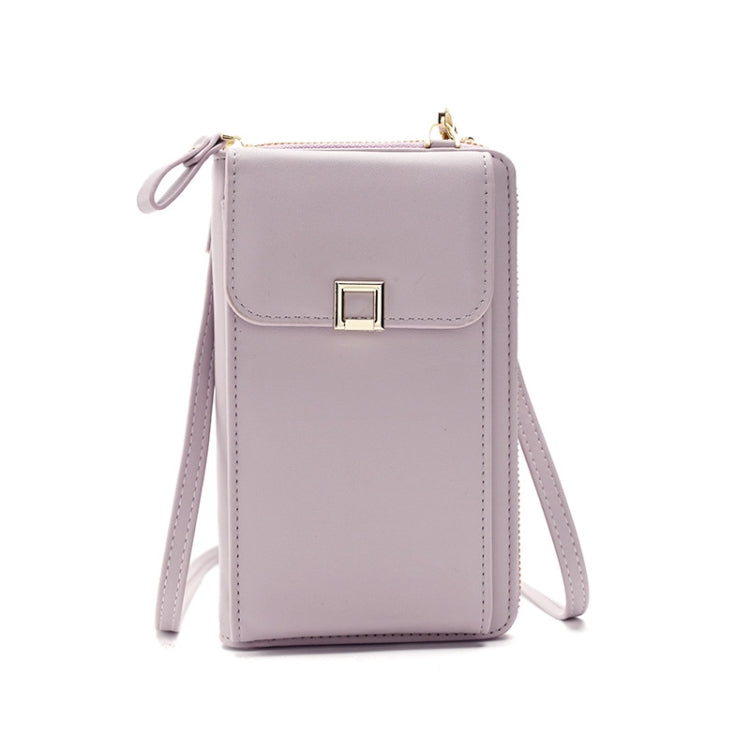 Ladies Cross-body Shoulder Bag Long Purse Mobile Phone Bag(Light Purple)