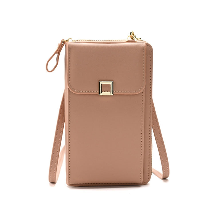 Ladies Cross-body Shoulder Bag Long Purse Mobile Phone Bag(Apricot)