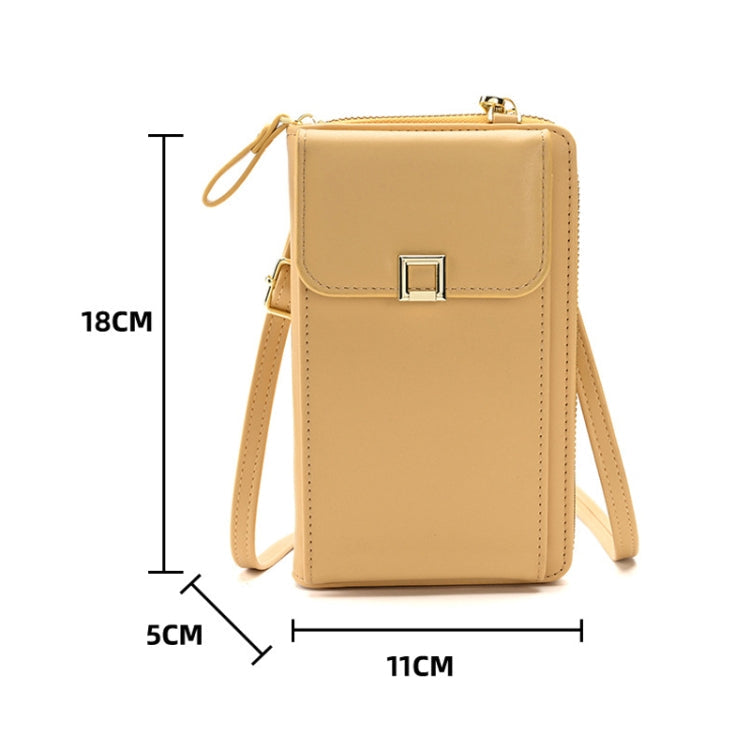 Ladies Cross-body Shoulder Bag Long Purse Mobile Phone Bag(Apricot)