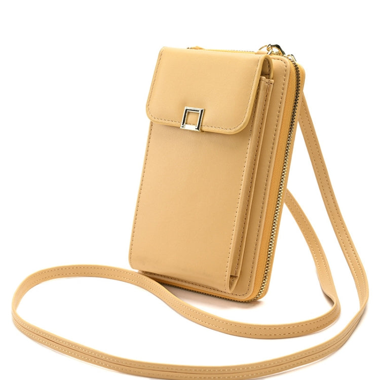 Ladies Cross-body Shoulder Bag Long Purse Mobile Phone Bag(Apricot)
