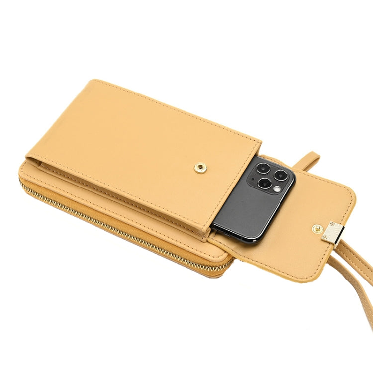 Ladies Cross-body Shoulder Bag Long Purse Mobile Phone Bag(Apricot)
