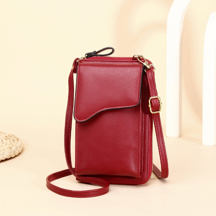 Shoulder Crossbody Bag Large Capacity Ladies Long Purse Mobile Phone Bag(Red)
