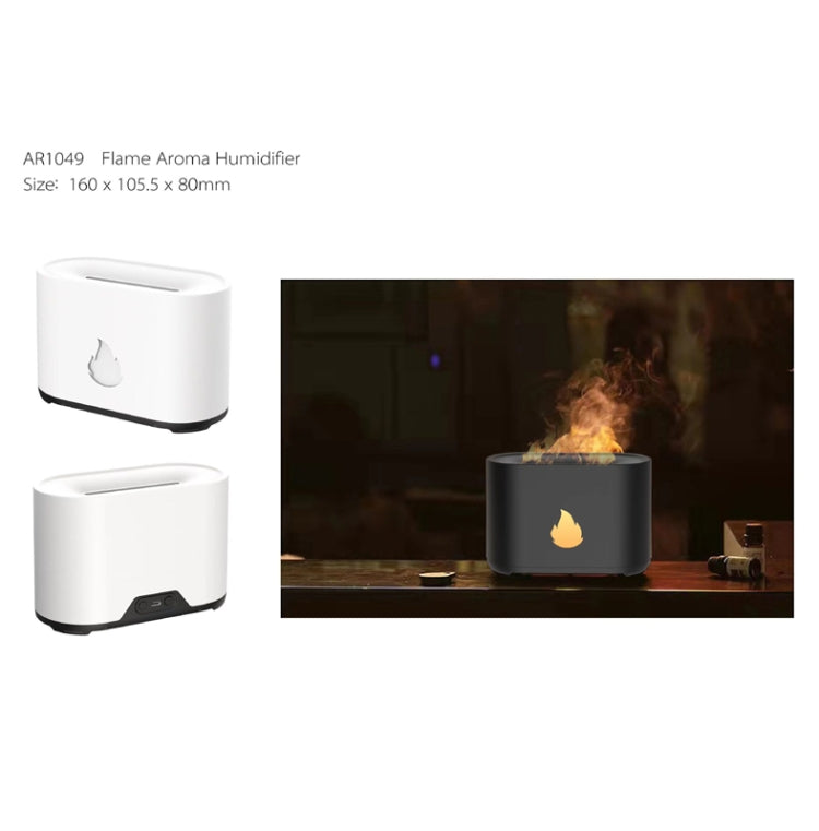 200ML Simulation Flame Aromatherapy Diffuser Humidifier Ultrasonic Air Purifier(White)