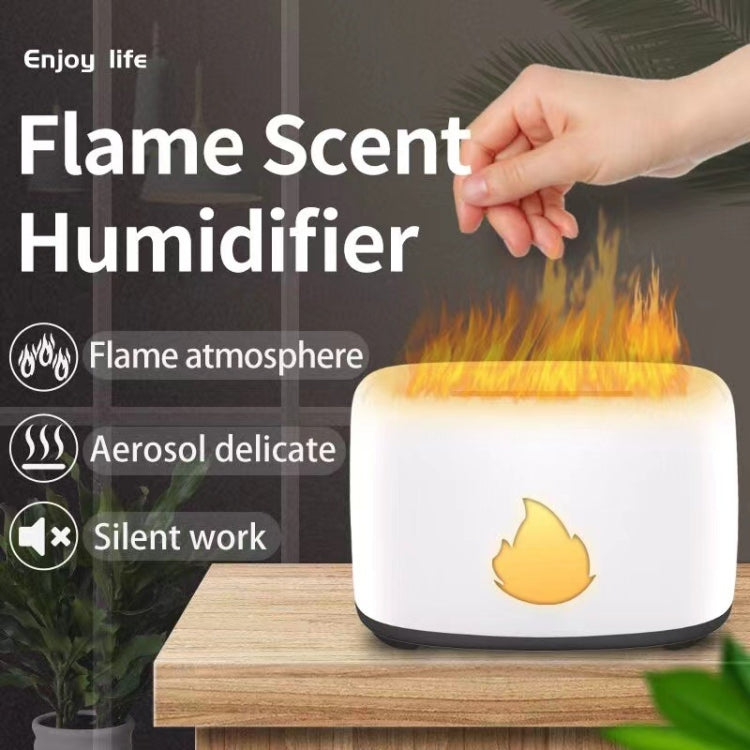 200ML Simulation Flame Aromatherapy Diffuser Humidifier Ultrasonic Air Purifier(Black)