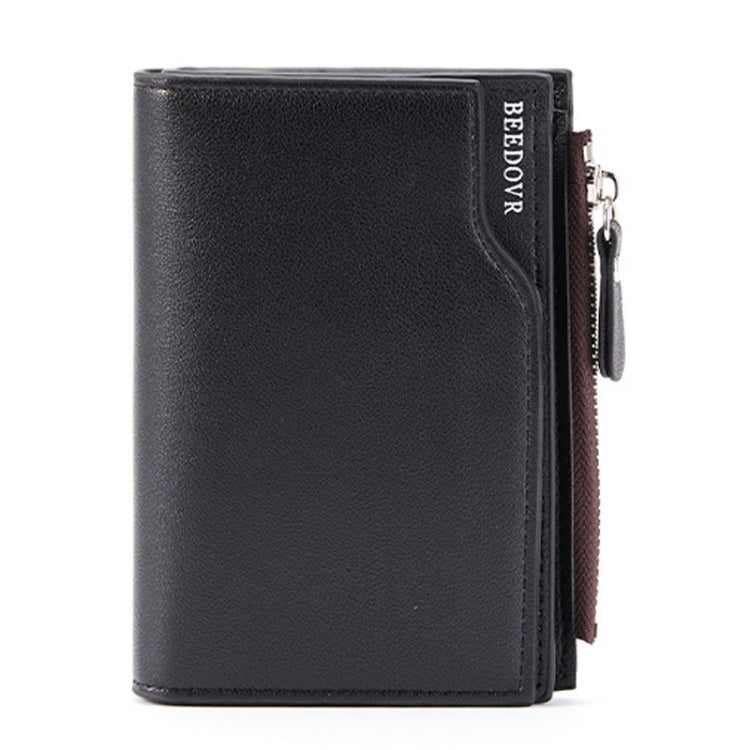 BEEDOVR 9902 Men Short Wallet Multi-card Zipper ID Bag(Black)