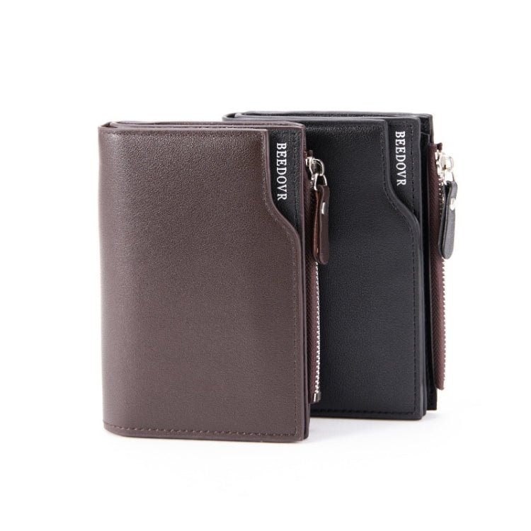 BEEDOVR 9902 Men Short Wallet Multi-card Zipper ID Bag(Black)