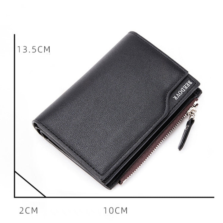 BEEDOVR 9902 Men Short Wallet Multi-card Zipper ID Bag(Brown)