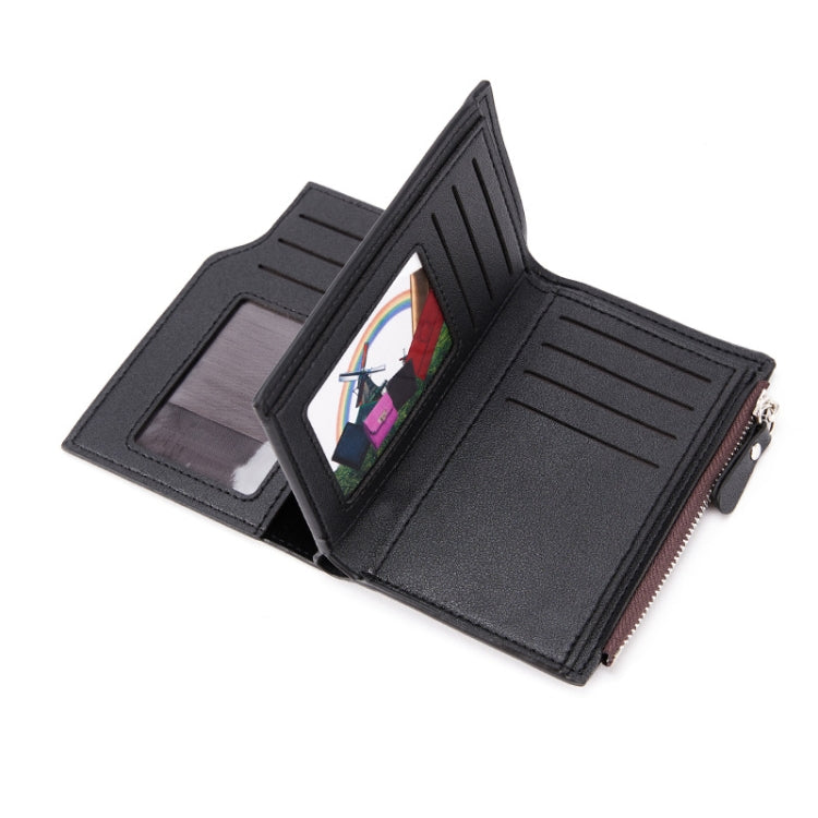 BEEDOVR 9902 Men Short Wallet Multi-card Zipper ID Bag(Black)