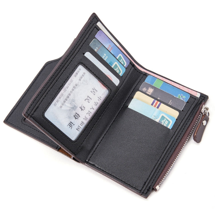 BEEDOVR 9902 Men Short Wallet Multi-card Zipper ID Bag(Brown)