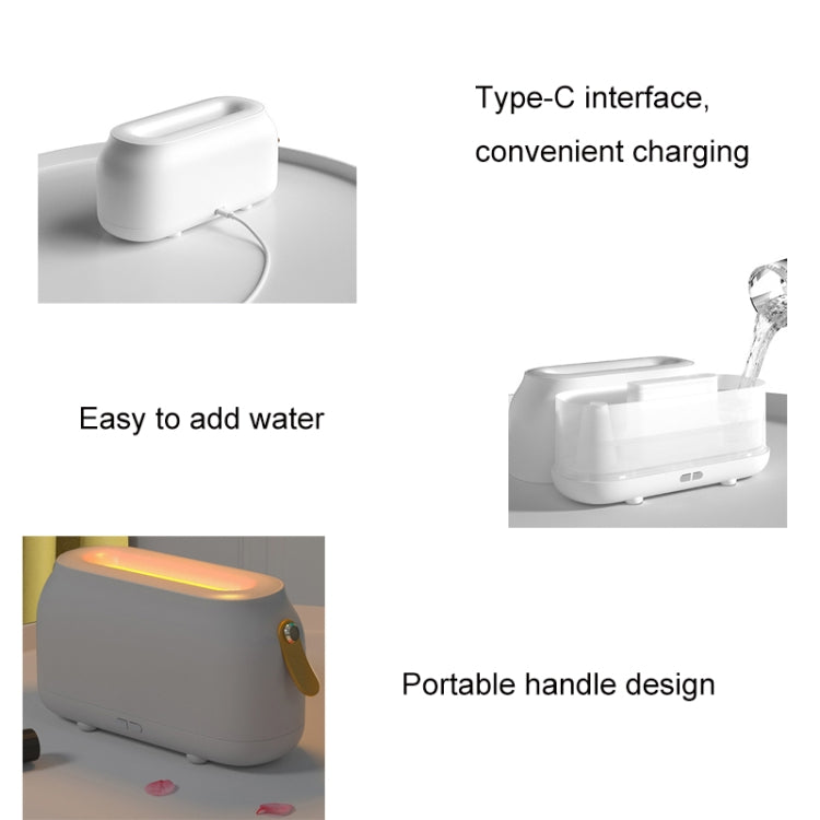 Simulation Flame Aromatherapy Humidifier Bedroom Ambient Light, Color: White