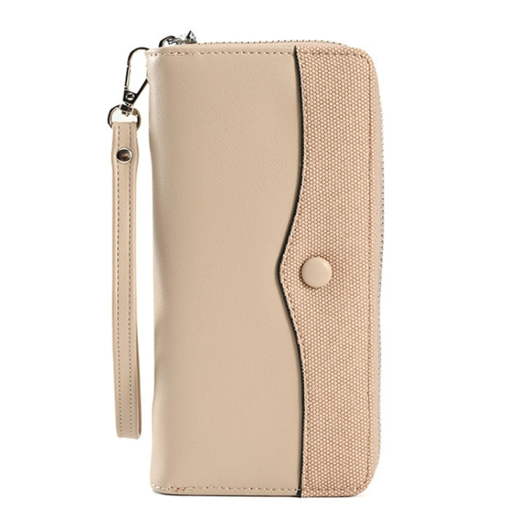 Women Purse Long Zipper Clutch Bag Large Capacity Cell Phone Bag(Apricot)