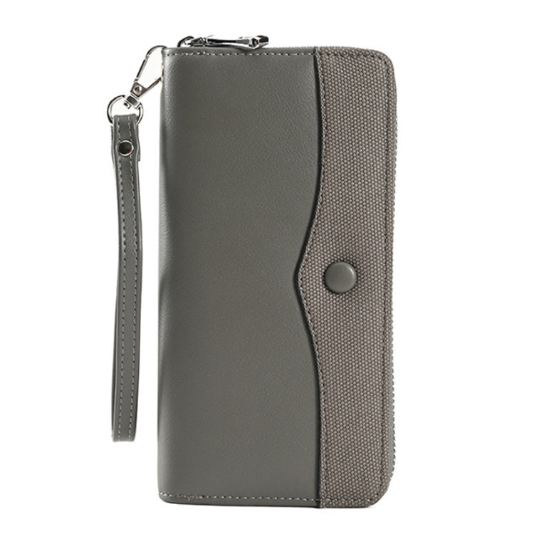 Women Purse Long Zipper Clutch Bag Large Capacity Cell Phone Bag(Gray)