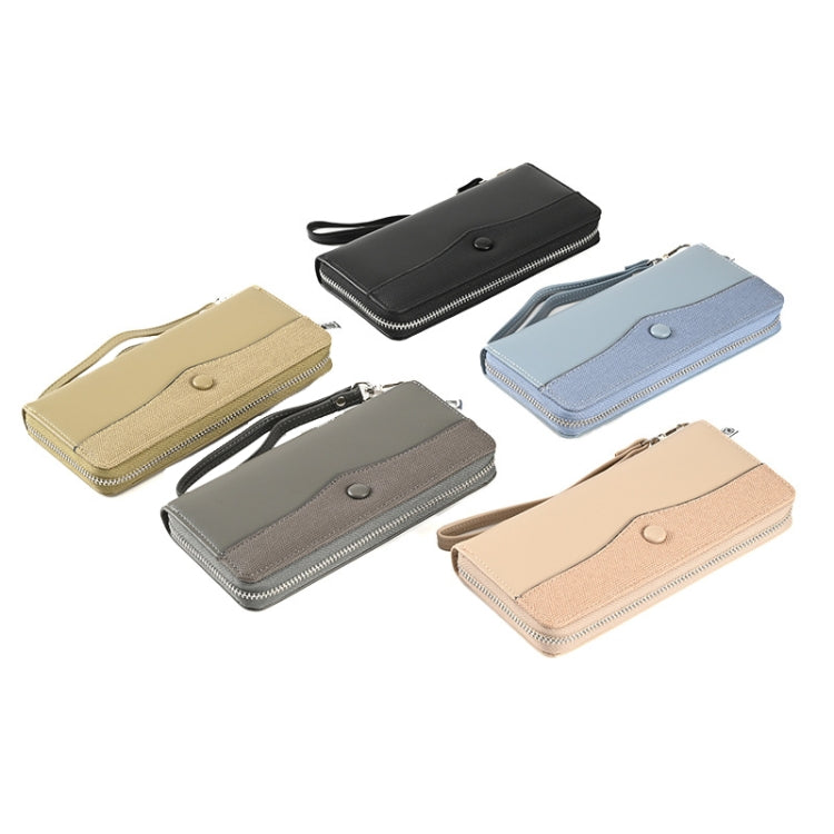 Women Purse Long Zipper Clutch Bag Large Capacity Cell Phone Bag(Apricot)