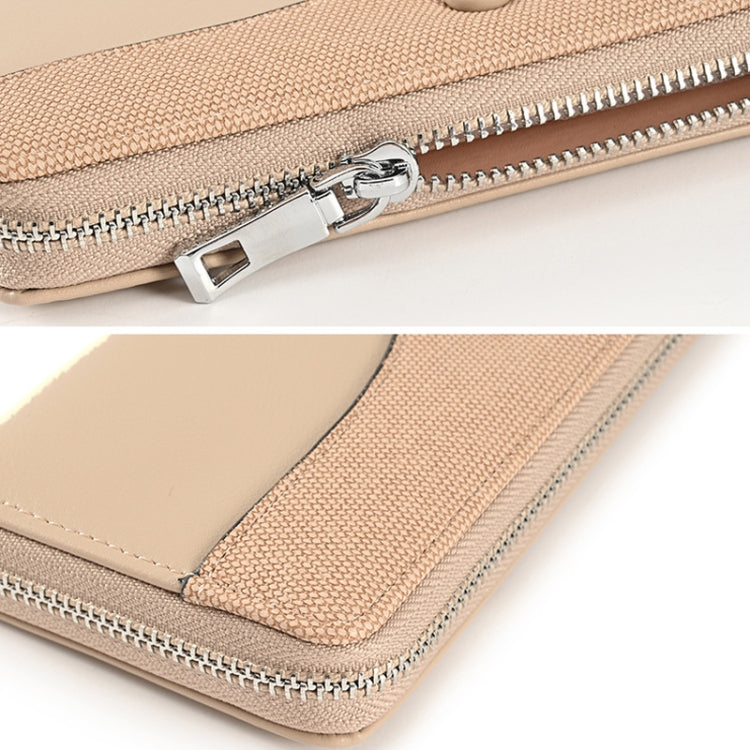 Women Purse Long Zipper Clutch Bag Large Capacity Cell Phone Bag(Apricot)