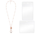 QD-2451 Multifunctional Metal Bead Chain Retractable Pulling Buckle ID Card Holder(Rose Gold)