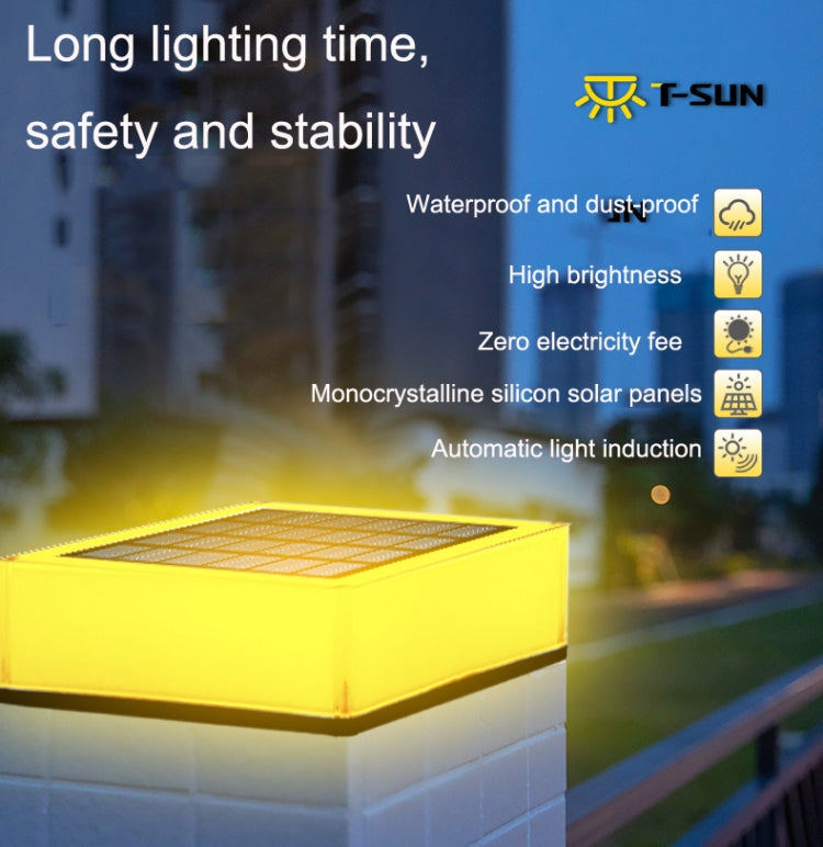 TS-S5306 Outdoor Solar Column Head Lamp IP68 Waterproof Lawn Yard Light, Style: RGB Gradient + Color Fixing