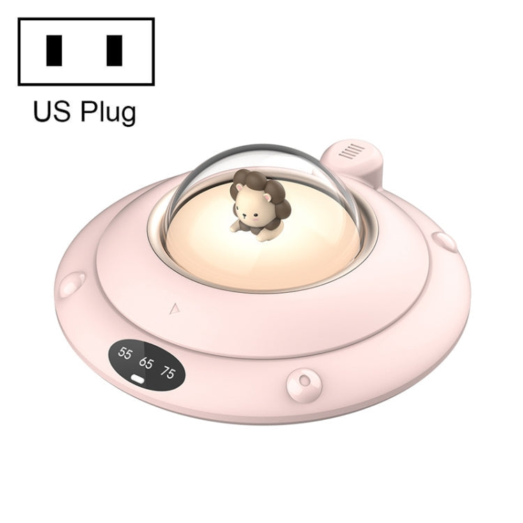 Cartoon Heated Cup Pad UFO Insulated And Constant Temperature Coaster with Night Light, US Plug(Pink)