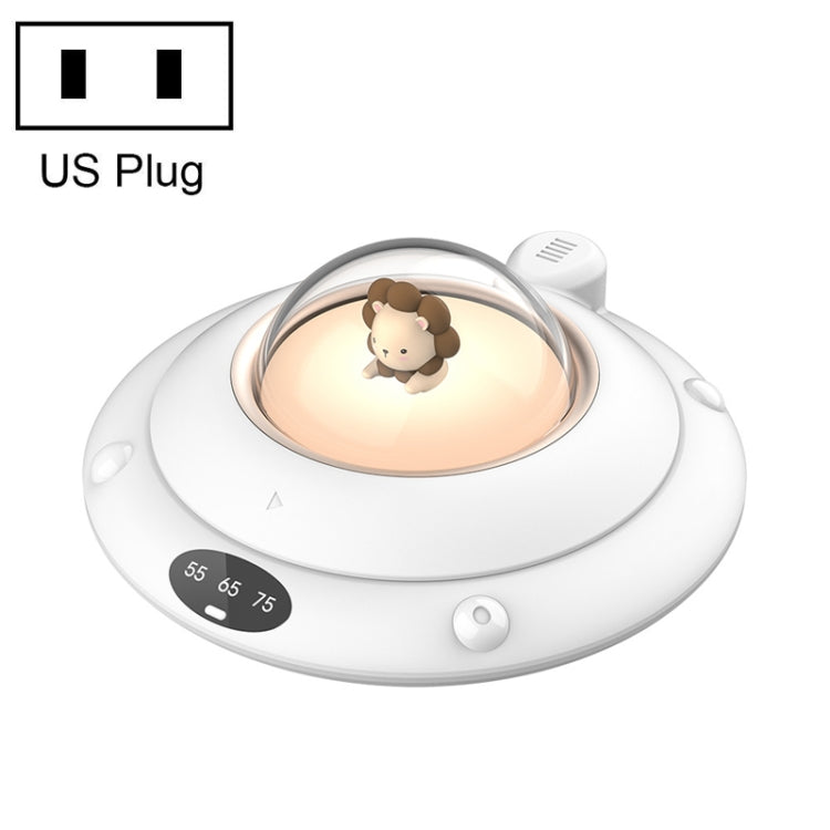 Cartoon Heated Cup Pad UFO Insulated And Constant Temperature Coaster with Night Light, US Plug(White)