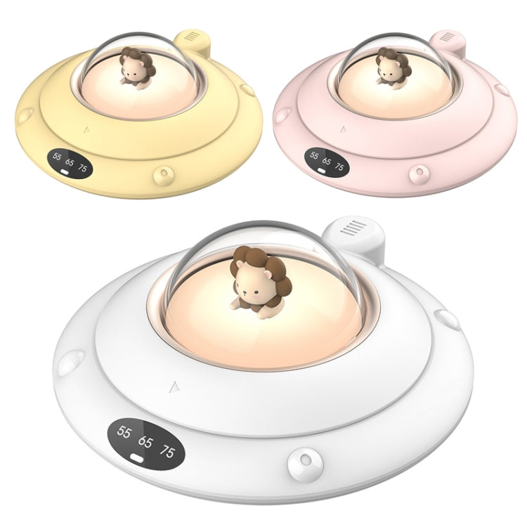 Cartoon Heated Cup Pad UFO Insulated And Constant Temperature Coaster with Night Light, US Plug(White)