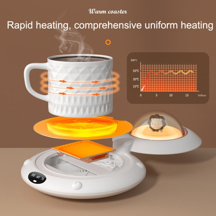 Cartoon Heated Cup Pad UFO Insulated And Constant Temperature Coaster with Night Light, US Plug(Pink)