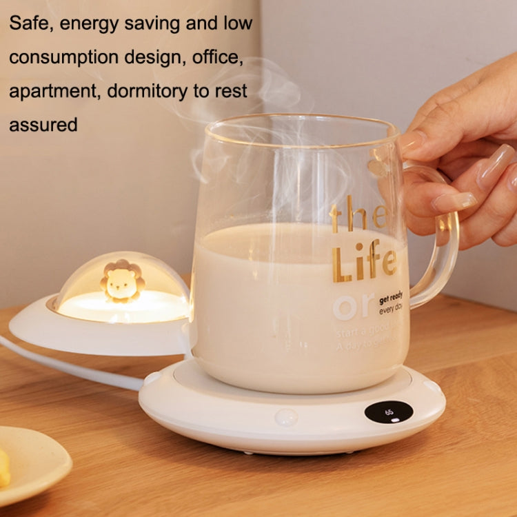 Cartoon Heated Cup Pad UFO Insulated And Constant Temperature Coaster with Night Light, US Plug(White)