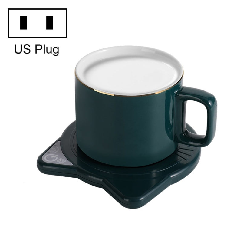 Automatic Heating Warm Coaster Hot Milk Coffee Cup Timed Thermos Cup Mat, US Plug(Green)