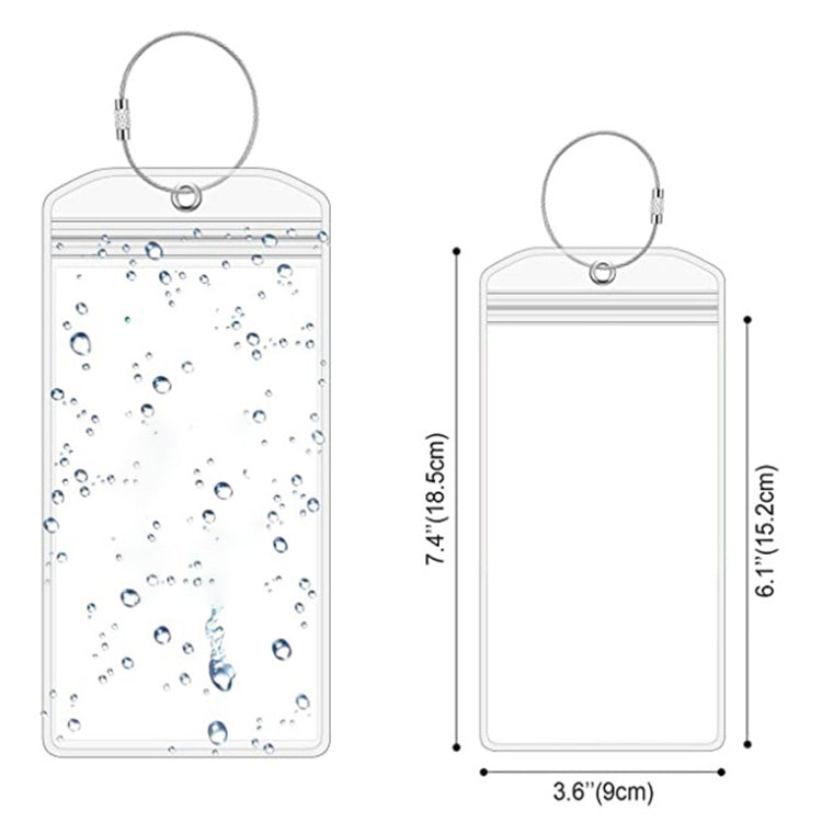 6 PCS QD-2501 Stainless Steel Key Ring Transparent PVC Luggage Tag(18.5x9cm)