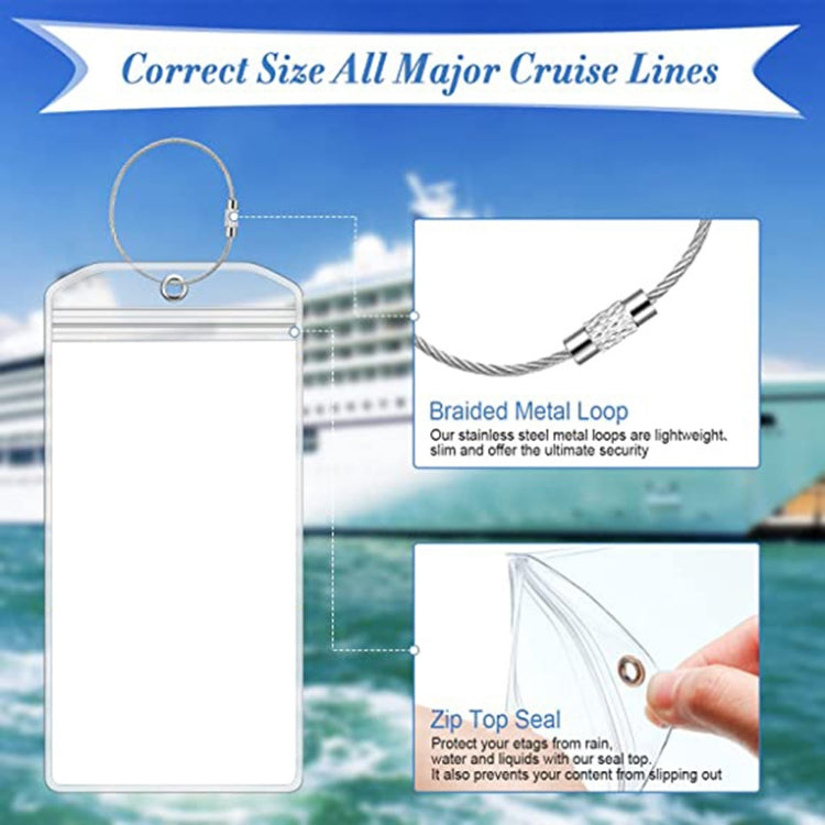6 PCS QD-2501 Stainless Steel Key Ring Transparent PVC Luggage Tag(18.5x9cm)