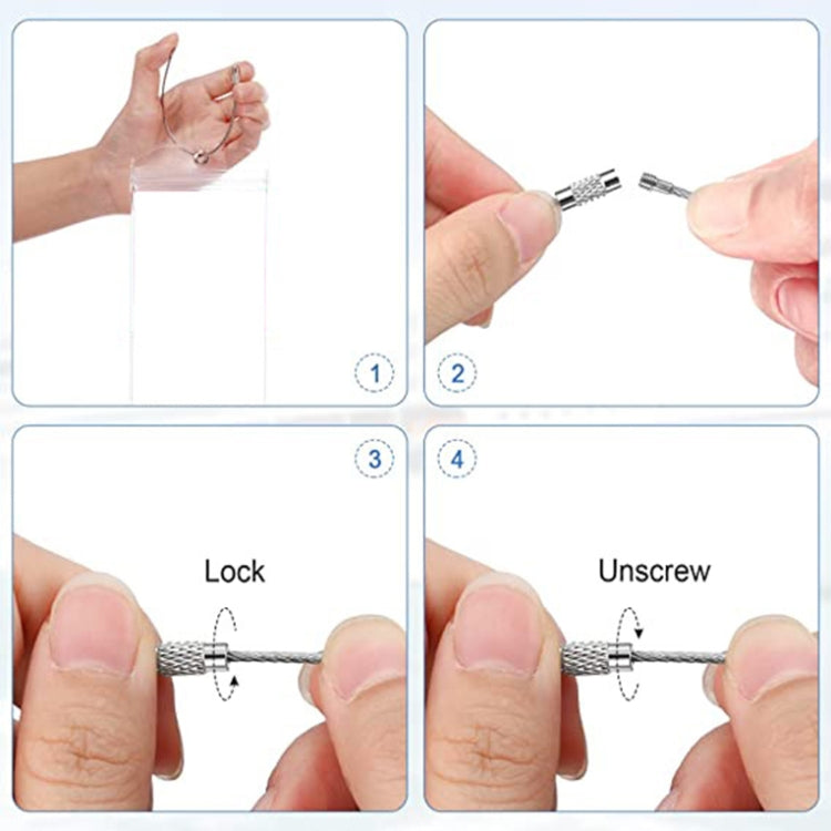 6 PCS QD-2501 Stainless Steel Key Ring Transparent PVC Luggage Tag(18.5x9cm)