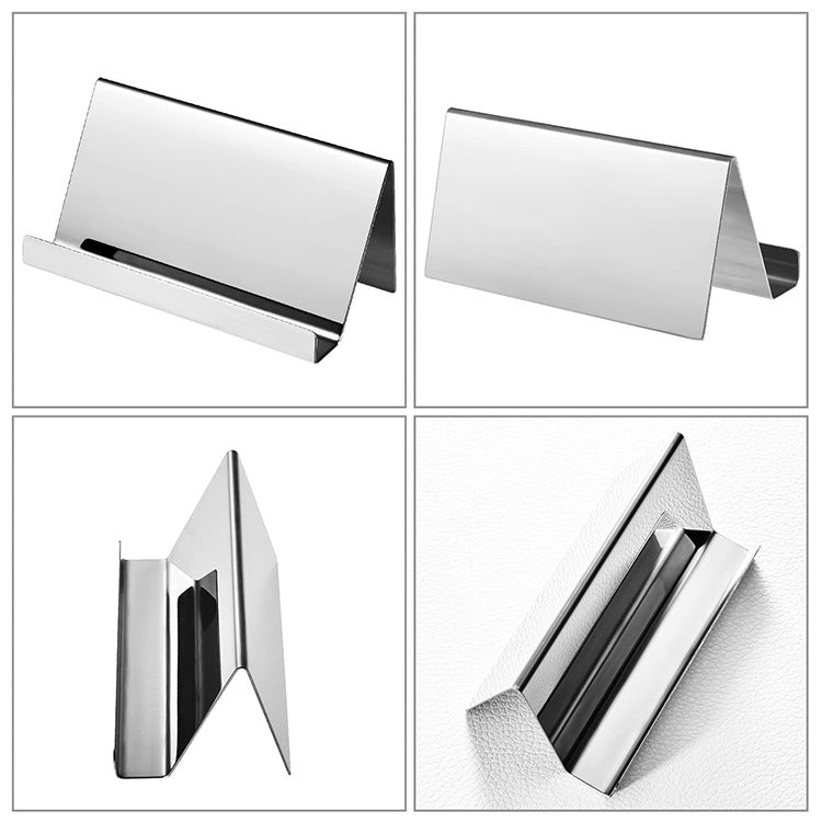 ZT7414 304 Stainless Steel Mirror Desktop Name Card Storage Rack(Rose Gold)