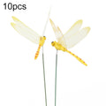 10pcs Simulation Plug Rod Magnetic Dragonfly Home Wall Garden Decoration(Yellow)