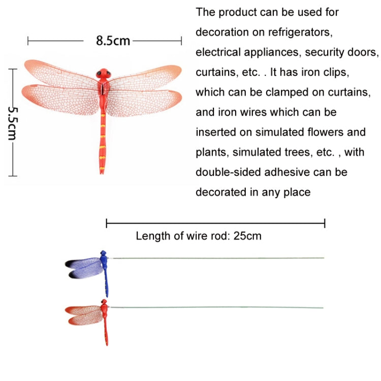 10pcs Simulation Plug Rod Magnetic Dragonfly Home Wall Garden Decoration(Green)