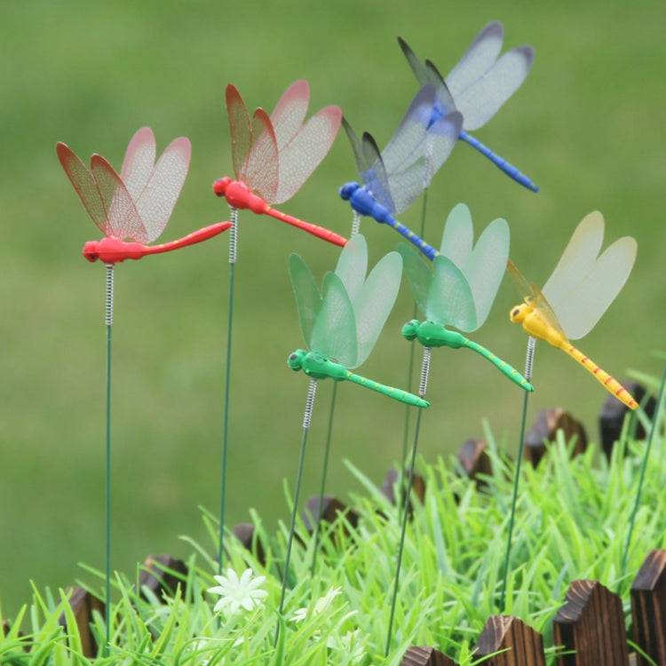 10pcs Simulation Plug Rod Magnetic Dragonfly Home Wall Garden Decoration(Yellow)