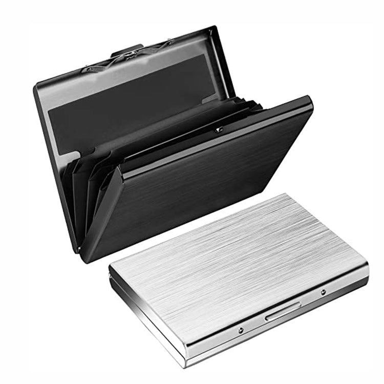 ZT-1563 RFID Anti-theft Aluminum Alloy Multi-compartment Business Card Case Card Holder(Black)