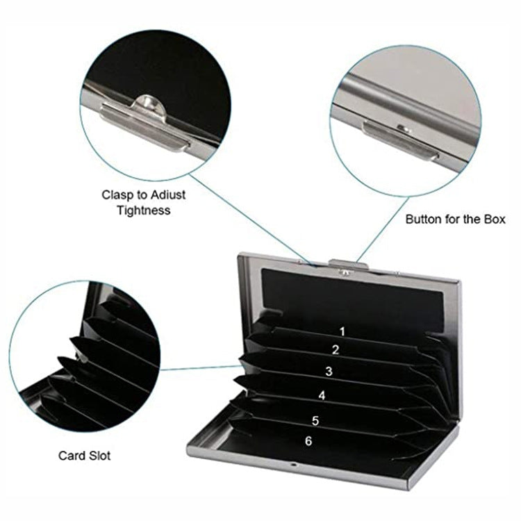 ZT-1563 RFID Anti-theft Aluminum Alloy Multi-compartment Business Card Case Card Holder(Silver)