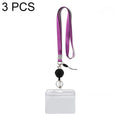 3 PCS TZ-003 Transparent PVC Horizontal ID Card Holder Badge(Horizontal Purple)