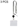 3 PCS TZ-003 Transparent PVC Horizontal ID Card Holder Badge(Horizontal Gray)