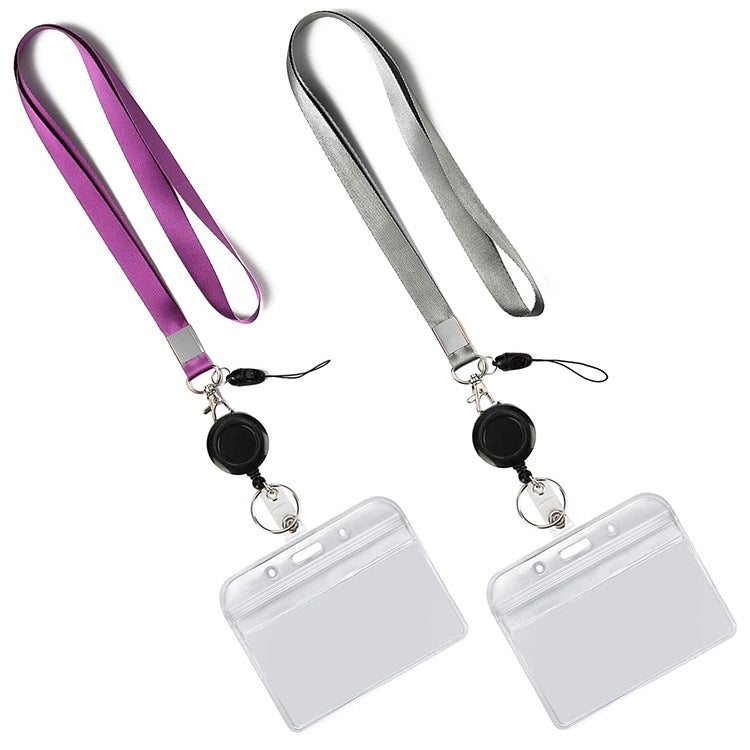 3 PCS TZ-003 Transparent PVC Horizontal ID Card Holder Badge(Horizontal Gray)