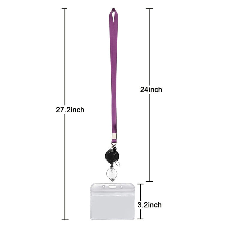 3 PCS TZ-003 Transparent PVC Horizontal ID Card Holder Badge(Horizontal Purple)