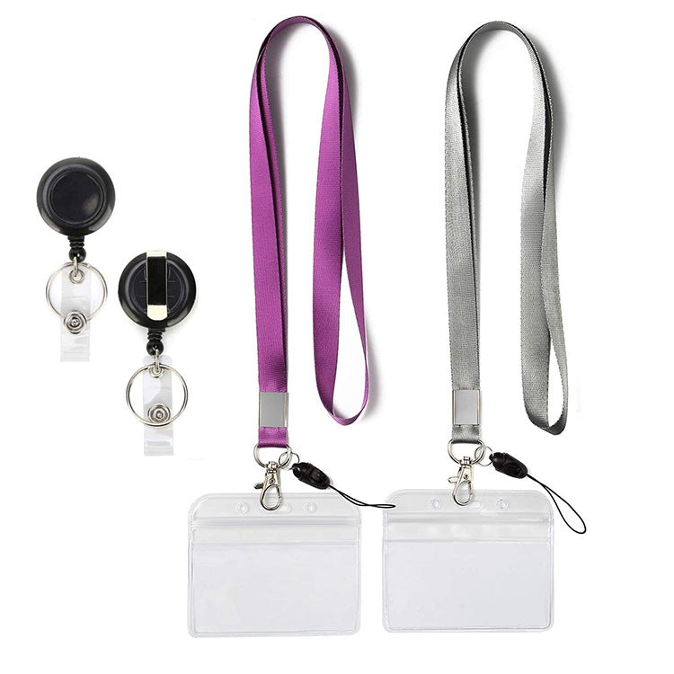 3 PCS TZ-003 Transparent PVC Horizontal ID Card Holder Badge(Horizontal Gray)