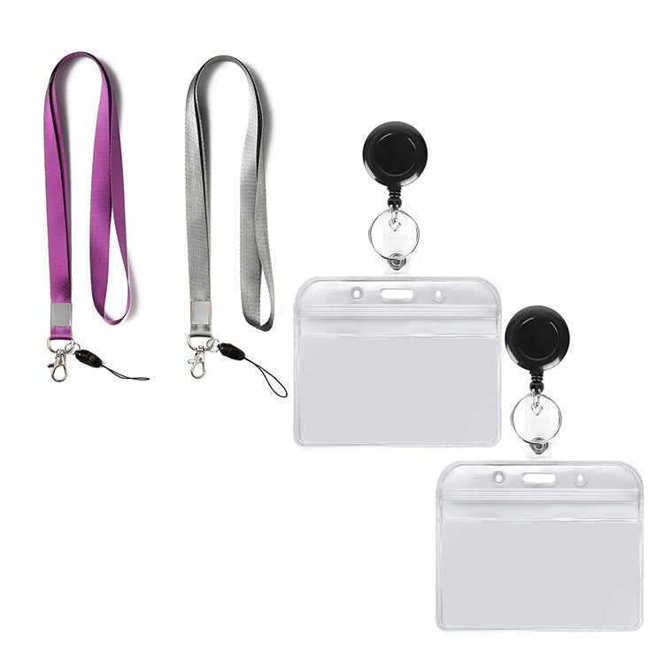 3 PCS TZ-003 Transparent PVC Horizontal ID Card Holder Badge(Horizontal Gray)